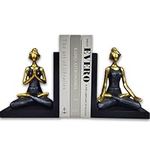 LIFFY Decorative Bookends Unique, Heavy Duty Bookend Holder Decor, Non Skid Resin Book Ends, Book Stopper for Shelves, Study, Office Desk, Bedroom, Great Gift for Book Lovers (Yoga)