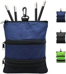 FINGER TEN Golf Pouch Bag Blue for Valuables with 4 Free Golf Pencil Pack, Zippered Pocket Gear Clip Hook to Bag (Blue Pouch Bag)