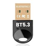 Bluetooth Adapter for PC, Bluetooth 5.3+EDR USB Dongle, Bluetooth Receiver Transmitter for Wireless Keyboard, Mouse, Speaker, Headset, Support Windows 11/10/8.1, Plug and Play No Driver Required