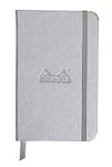 RHODIA 118567C - Hard Notebook Webnotebook Silver - A6 - Dotted Dot - 192 pages - Clairefontaine Ivory Paper 90 g/m - Bookmark, Elastic Closure - Faux Leather Cover