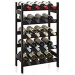 SMIBUY Bamboo Wine Rack, 20 Bottles Display Holder, 5-Tier Free Standing Storage Shelves for Kitchen, Pantry, Cellar, Bar (Black)