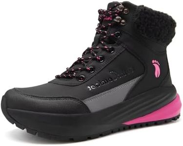 Women's Orthopedic Winter Warm Hiking Boots: Comfortable Wide Plantar Fasciitis Flat Feet Arch Support Heel Pain Relief Fashion Sneakers, Leather Waterproof Outdoor Gowalk Snow Boots Black Size 8.5