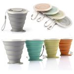 Silicone Collapsible Travel Drinking Cup Reusable Small Portable Lightweight Folding With Lid Expandable Drinking Cup For Travel Outdoor Hiking Camping (PACK OF-1/MULTICOLOR)