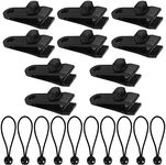 Tarp Clips Heavy Duty Lock Grip, 20 Pack Tarp Clamps with Ball Bungee Cords 6 Inch, Strong Tent Clips for Swimming Pool Cover RV Awnings Outdoor Camping Caravan Canopies Car Covers,Swimming Pool Cover