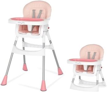 Dream On Me Portable 2-in-1 Tabletalk High Chair, Convertible Compact Light Weight Highchair, Pink