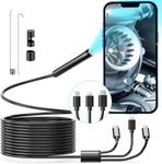 Wireless Endoscope, Wi-Fi Industrial Borescope with 6 LED Lights, 7.9mm 3 in 1 USB Snake Camera, Waterproof IP67 Inspection Camera for OTG Android, iPhone (10ft, Type-C, Micro, Lightning)