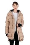 iDomosee Women's Winter Hooded Down Jacket - Warm Packable Thickened Puffer Jacket, Long Down Outerwear for Christmas Gift Khaki XL
