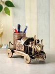 CraftVatika Handcrafted Iron Train Engine Decorative Showpiece Figurine Pen Stand Mobile Holder For Home Office Study Table Top Decor