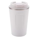 Kuber Industries Stainless Steel Insulated Coffee Cup with Sipper Mouth|Travel Coffee Mug 380 ML-Pack of 5|White|