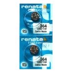 Renata 364 SR621SW Batteries - 1.55V Silver Oxide 364 Watch Battery (2 Count)