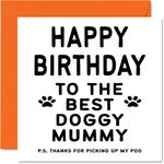 Birthday Cards for Mum from the Dog - Best Dog Mummy - Dog Birthday Card from Dog for Mum, Funny Dog Mum Gifts, 145mm x 145mm Joke Happy Mother's Day Greeting Cards Gift for Mummy Mom Mama