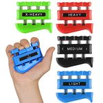 Finger Strengthener - Finger Exerciser for Forearm and Hand Strengthener - Hand Grip Workout Equipment for Musician, Rock Climbing and Therapy (4 Pack - Blue Black Red Green)