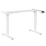 Desktopia Budget Height-Adjustable Desk | Adjustable by Crank Table Frame | Width Adjustable for All Standard Table Tops (White, Without Table Top)