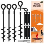 Eurmax USA Galvanized Non-Rust Camping Family Tent Stakes Heavy Duty 10pc-Pack, with 4x10ft Ropes & 1 White Stopper