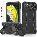 for iPhone SE 2022 Phone Case: iPhone 8|7|6s|6|SE 2020 Case with Kickstand | Heavy Duty Military Grade Drop Proof Protection Phone Cover | Durable Rugged Protective Shockproof Matte Textured Bumper