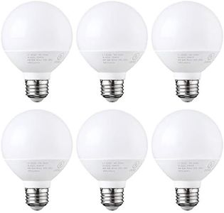 TORCHSTAR G25 LED Globe Light Bulbs, 60W Equivalent, Dimmable, 5000K Daylight, 5.5W Vanity Light Bulb, UL-Listed, E26 Base, Pack of 6