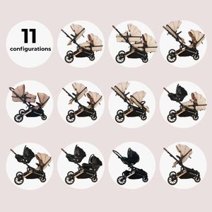 My Babiie MB33 Tandem Double Pushchair – Twin Stroller, Giraffe, Birth to 15kg