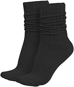 MDR Distributors MDRE Lightweight Slouch Socks for Women & Men – Soft Cotton Blend, Retro 80s Style, One Size (9–11), Made in USA, 1 Pair (US, Numeric, 9, 11, Regular, Regular, Black)