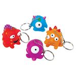 Party Perfect Monster Keychains Favours, Rubber, 1" x 1", Pack of 12