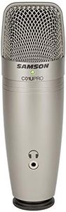 Samson Studio Condenser USB Microphone with Headphone Output - 29/C01UPRO 16-bit, 44.1/48kHz Resolution - Ideal for Musicians, Producers, Broadcasters, YouTube Recordings, Plug-and-Play(Silver)