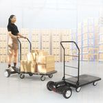 Electric Platform Truck, 661lbs Capacity Heavy Duty Flatbed Cart, 1000W Powered Hand Truck Cart, for Warehouse Sorting, Supermarket Stocking, Farm, Hotel, Construction & Logistics Use