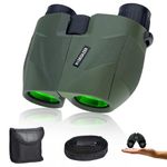 HIDEGAZER High Powered Binoculars for Adults and Kids，10x25 Compact Binoculars for Bird Watching - Easy Focus Binoculars with Large Eyepiece for Hunting,Travel,Hiking and Sport Games (Olive)