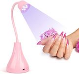 XSMNER UV LED Nail Lamp, Portable Mini Nail Dryer, 360° Rotatable Hands Free Quick Gel Nail Light, Nail Polish Curing Lamp Flash Cure Light for Nails Great for DIY Home & Salon Manicure (Pink)