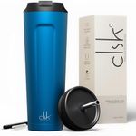 CLSK9° Travel Coffee Mug (700ml) 2 in 1 Insulated Coffee Cup & Tumbler with Straw and Lid, Triple-Wall Thermal Cup for Hot Drinks, Premium 316SS Steel Thermo Mug with Copper (Leak-Proof, BPA-Free)