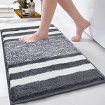 Pauwer Soft 50 x 80 cm Bath Mats, Microfiber Fluffy Non Slip Bathroon Rug Water Absorbent Washable Thick Bath Shower Rug for Bathroom