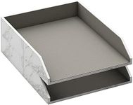 Leather Letter Tray, Thipoten Stackable Desk Organizer Holder for Office Supplies, Paper, File, Magazine, Perfect Office Organization for Desktop (White)