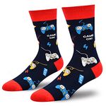 Funny Socks Gift for Men, I'd Rather Be Hiking Golfing Fishing Camping Skiing Gaming Novelty Socks, Gamepad, Medium