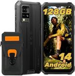 Blackview BV4800 Pro Rugged Phone 2025, 12GB RAM+128GB ROM Android 14 Rugged Smart Phone, 6.56'' HD+, 8MP+16MP Camera, 5180mAh Outdoor Waterproof Phone, NFC, 3 Card Slots, Face Phone Unlocked -Black