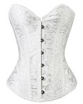 Bslingerie Womens Waist Cincher Boned Corset with Brocade White Size: UK 14-16 (XL)