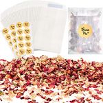 Wedding Confetti Bag Kit for 25-30 Guests, Including Natural Confetti Dried Flower Dried Rose Petals Glassine Paper Bags Wedding Confetti Stickers for Wedding Party Christmas Decor (Stylish Style)