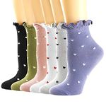 Mcool Mary Womens Socks, Ruffle Casual Ankle Socks Breathable Cool Cotton Knit Lettuce Crew Sock 6 Pack, 6 Colors (Black+purple+green+pink+grey+white), 5-9