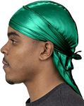 Veeta Superior Silk Durag - Smooth Silk Durag for Men & Women, Long Double Wide Straps, Outside Seam Triple Stitch Du Rag (Money Green)