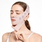 Double Chin Reducer, Upgraded V Line Lifting Mask with Two Wearing Way for Double Chin, Reusable Chin Strap Slimming Strap for Women, Face Lift Tape for Tightening Skin Prevent Sagging, Jaw Exerciser (Pink-Butterfly)