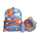 AI ACCESSORY INNOVATIONS Blippi Girls & Boys Toddler Pre-school 4 Piece Backpack Set, Kids 16" School Bag with Front Zip Pocket, Blue