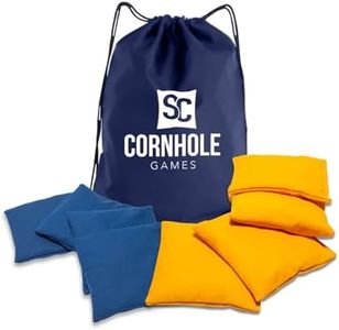 SC Cornhole Games Weather Resistant Cornhole Bags (Set of 8) - Professional Regulation Size- Use on Pro Corn Hole Boards or Bean Bag Toss Sets (Royal Blue/Yellow)