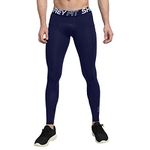 Shrey Intense Compression Long Tights Skins, Men's Legging, Base Layer for Gym, Running, Swimming, Cricket, Cycling, Football, Yoga, Basketball, Tennis, Badminton & More (3XL, Navy)