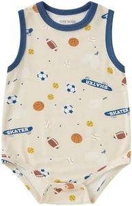 pureborn Baby Boys Bodysuit Sleeveless Romper Viscose From Bamboo One-Piece Outfit Sports 3-6 Months