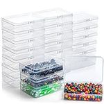 BELLE VOUS Small Clear Plastic Storage Box Containers with Hinged Lid (24 Pack) - L11.5 x W8.5 x H2.8cm / 4.53 x 3.35 x 1.1 Inches - Mini tub Boxes for Pills, Beads, Jewellery & Craft Items