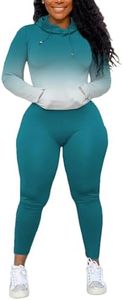 Nimsruc Two Piece Outfits For Women Sweatsuits Sets Hooded Tracksuit Long Sleeve Pullover Jogger Sweat Pants Set Green GradientC XXL