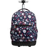 SKYMOVE 18 inches Wheeled Rolling Backpack Multi-Compartment College Books Laptop Bag Business Trip Carry-on, Daisies, 18 inches, Daypack Backpacks