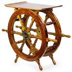 Nagina International Wooden Hand Crafted Ship Wheel Table Home Decor (24 Inches)