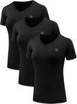 NELEUS Women's 3 Pack V Neck Workout Compression Shirt,8016,Black,US M,EU L