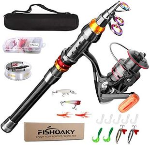 Fishing Rod kit, FISHOAKY Carbon Fiber Reel Combo Pole and Telescopic Fishing with Line Lures Tackle Hooks Reel Carrier Bag for Adults Saltwater Freshwater Travel (1.8)