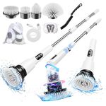 Electric Spin Scrubber,2024 Upgraded Cordless Electric Cleaning Brush,3 Speeds Adjustable Extension Arm & 4 Replaceable Brush Heads, Power Scrubber for Bathroom,Kitchen,Tile,Floor & Bathtub (White)