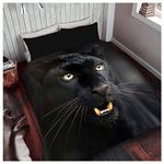 GC GAVENO CAVAILIA Wildlife Duvet Cover Sets, 3D Animal Bedding Set, Soft & Cosy Breathable Comforter Covers, Black Panther, Double