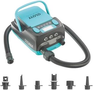 GLORY BOARDS® - Storm Elektrische SUP Pumpe mit Akku - max. 20 PSI, 4 Boards pro Akku, Schnell & Leicht, Perfekt für iSUPs, Schlauchboote, Luftmatratzen, inkl. 6 Adapter, LED-Licht & USB-Ladefunktion